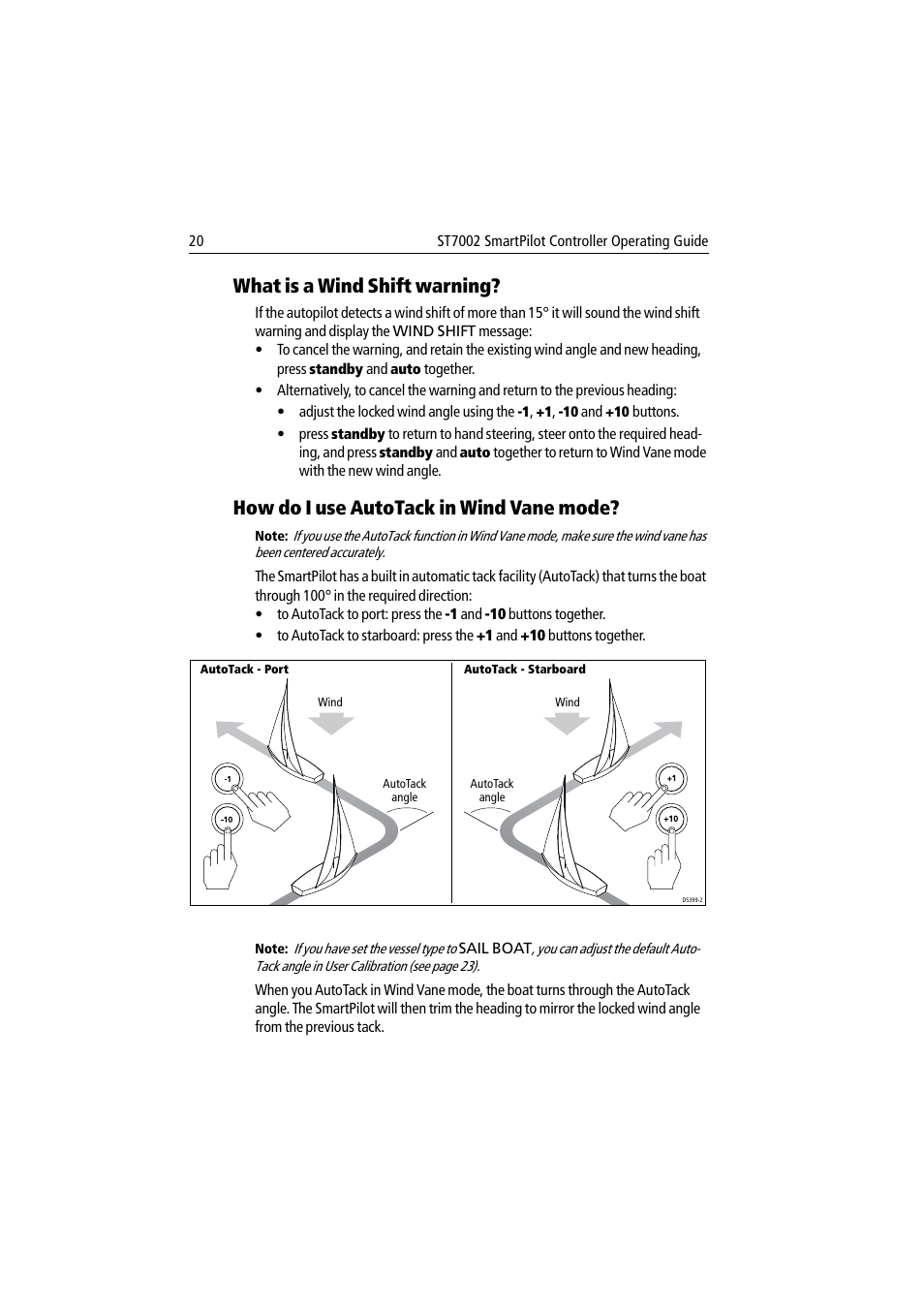 What is a wind shift warning, How do i use autotack in wind vane mode | Raymarine ST7002 User Manual | Page 30 / 52