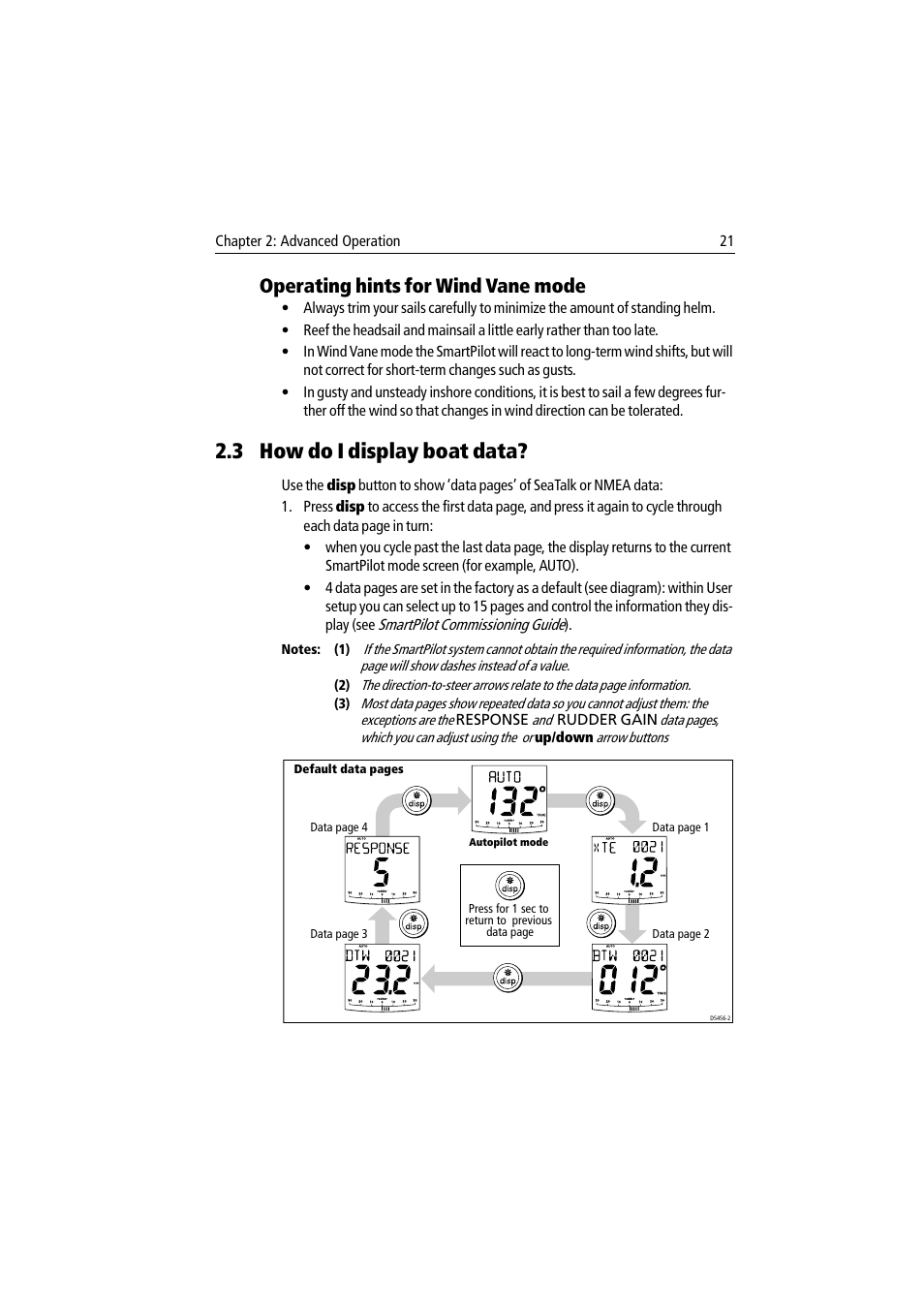 Operating hints for wind vane mode, 3 how do i display boat data | Raymarine ST7002 User Manual | Page 31 / 52