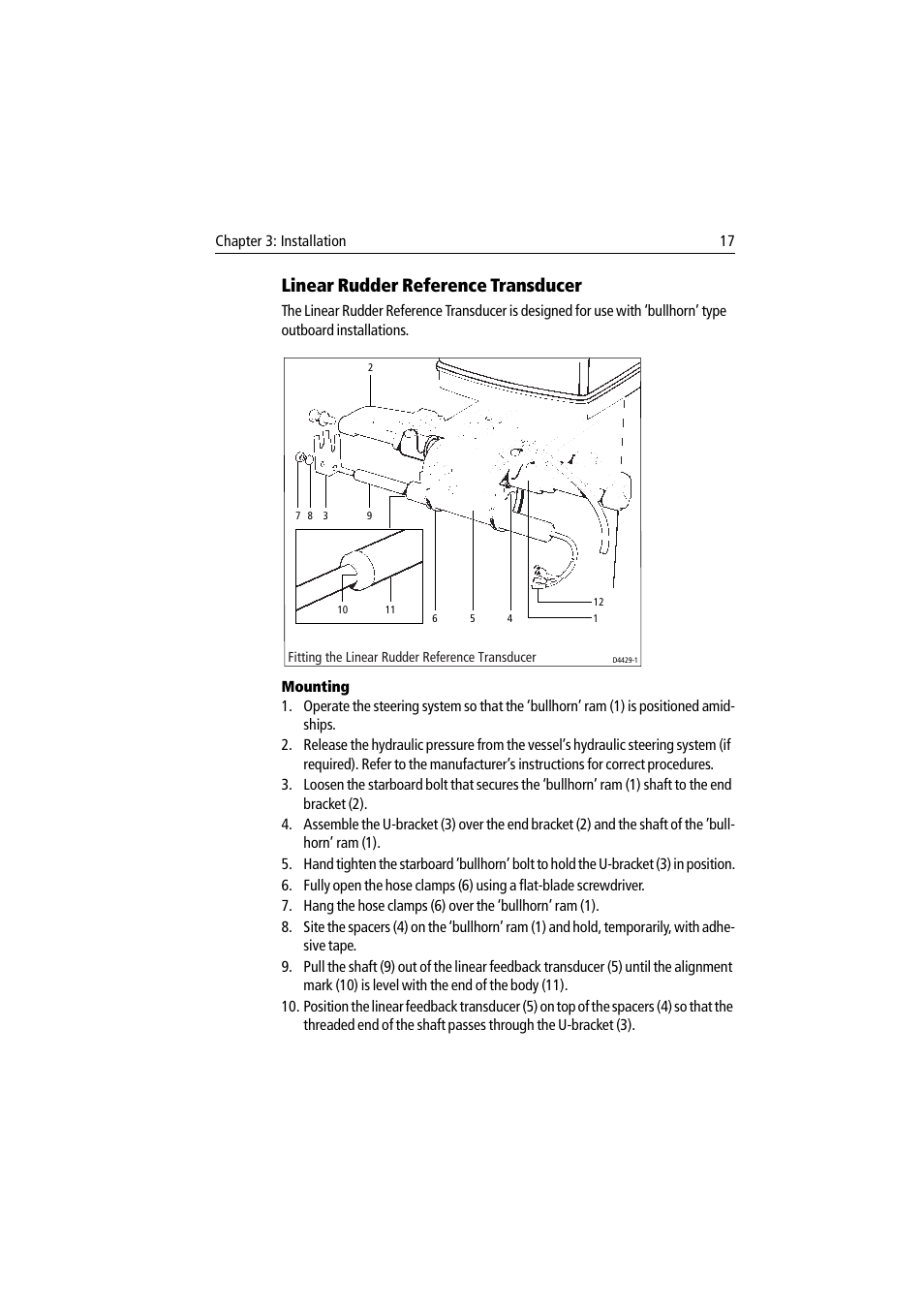 Linear rudder reference transducer, Mounting | Raymarine ST60 User Manual | Page 27 / 38