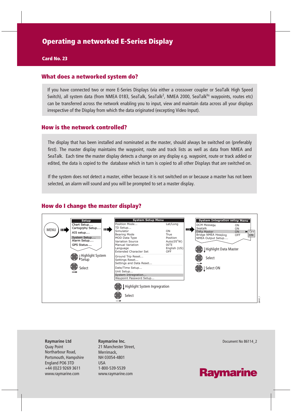 Operating a networked e-series display, What does a networked system do, Nmea 2000, seatalk | Card no. 23 | Raymarine GPS Kit User Manual | Page 24 / 24