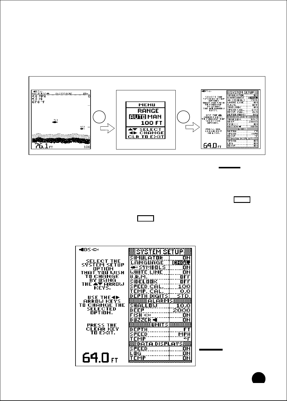 System setup menu, Setup instructions | Raymarine 465 User Manual | Page 74 / 107