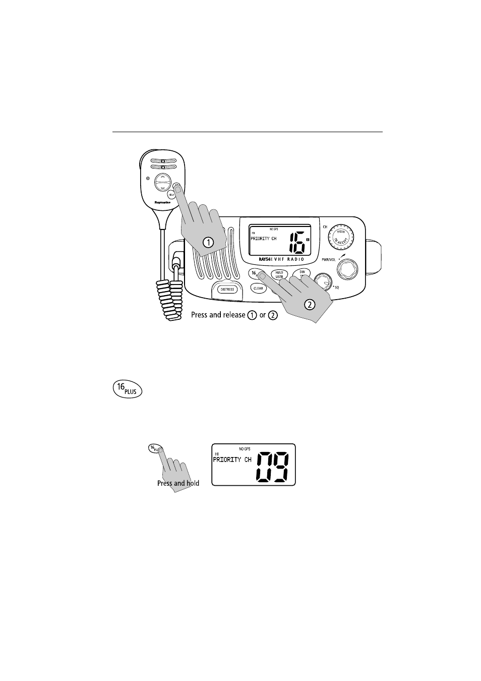 8 selecting the secondary priority (plus) channel | Raymarine Ray54E User Manual | Page 31 / 116