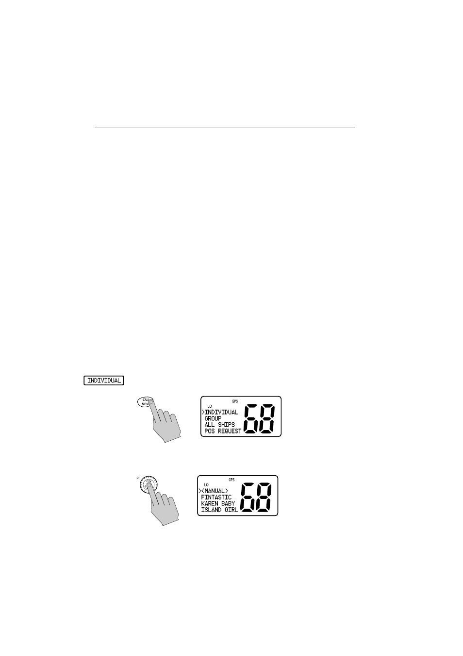 2 individual calls, Making dsc calls to coast stations, Transmitting an individual call | Raymarine Ray54E User Manual | Page 44 / 116