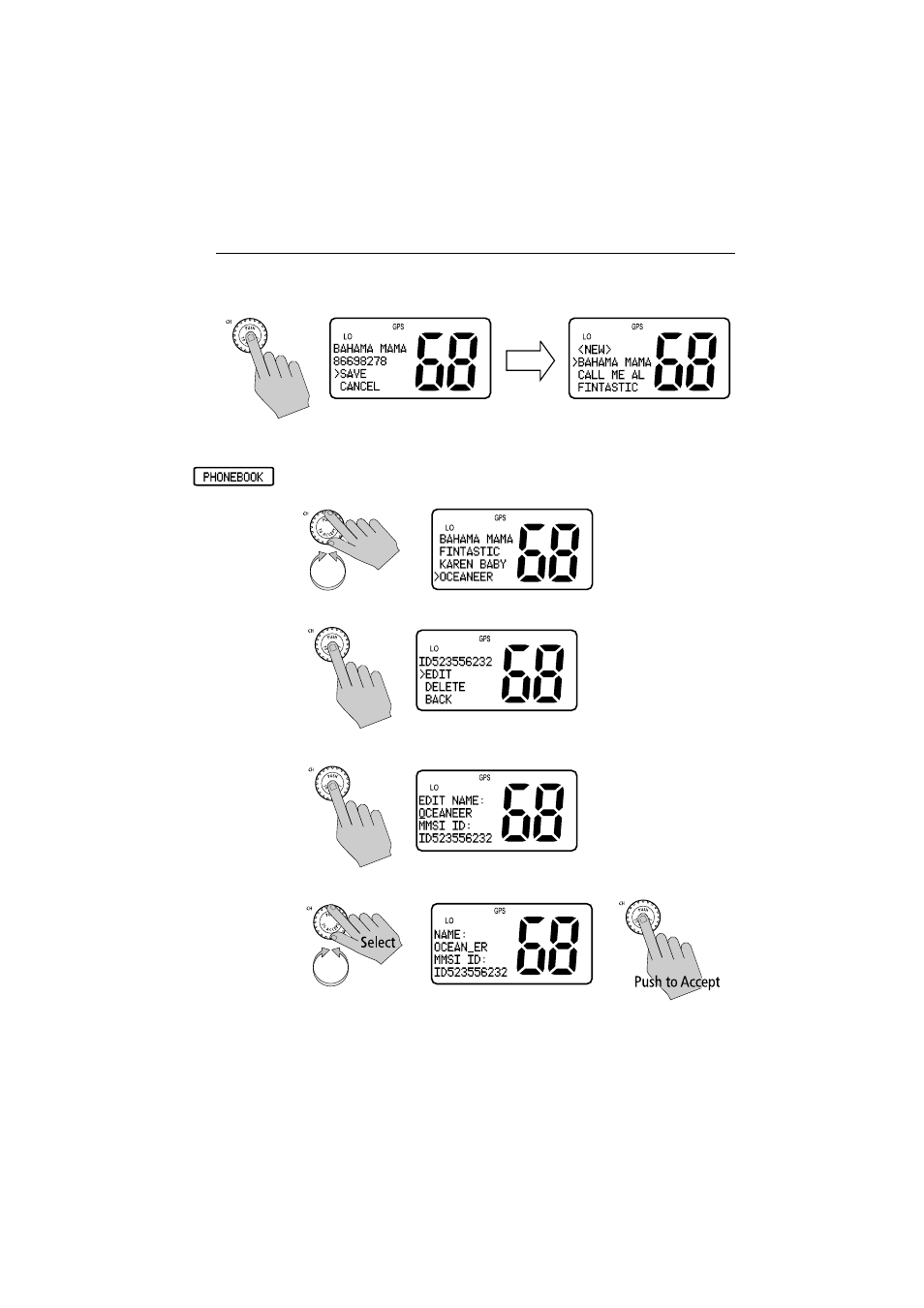 Editing an existing entry | Raymarine Ray54E User Manual | Page 71 / 116