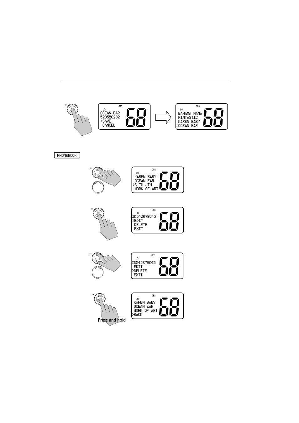 Deleting an existing entry | Raymarine Ray54E User Manual | Page 72 / 116