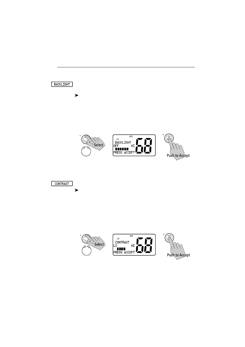 3 backlight adjustment, 4 contrast adjustment, 3 backlight adjustment 6.4 contrast adjustment | Raymarine Ray54E User Manual | Page 73 / 116