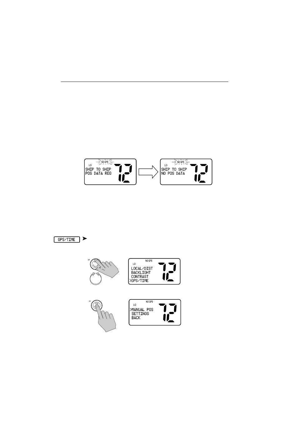 5 gps/time setup, When gps information not available | Raymarine Ray54E User Manual | Page 74 / 116