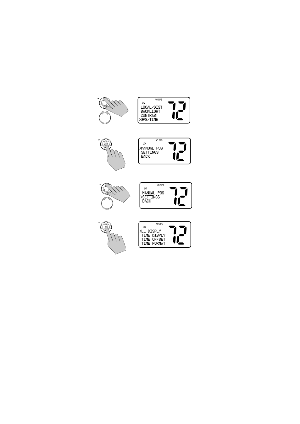 Latitude/longitude display, Time display, Latitude/longitude display time display | Raymarine Ray54E User Manual | Page 77 / 116