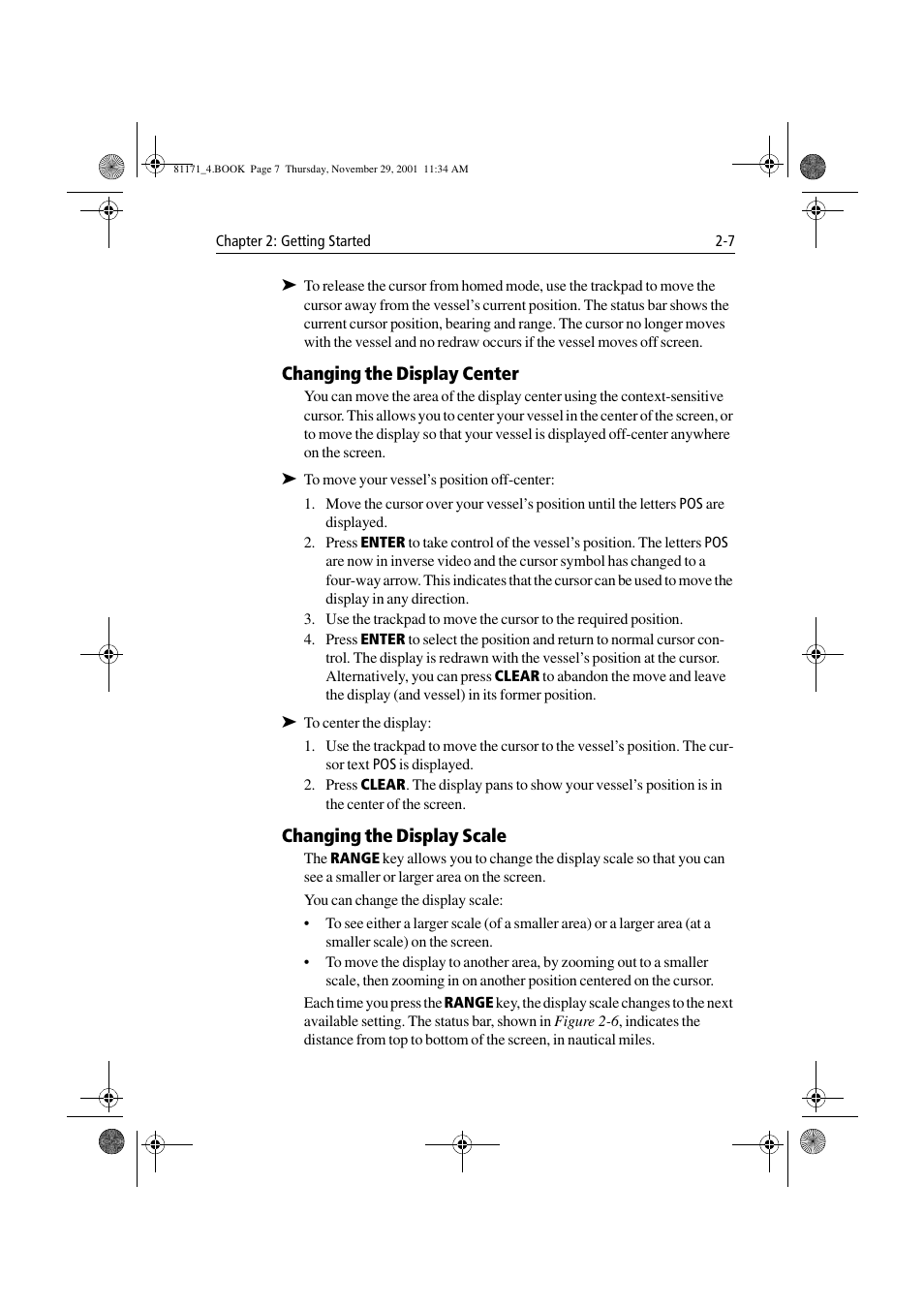 Changing the display center, Changing the display scale | Raymarine GPS Plotter User Manual | Page 26 / 131