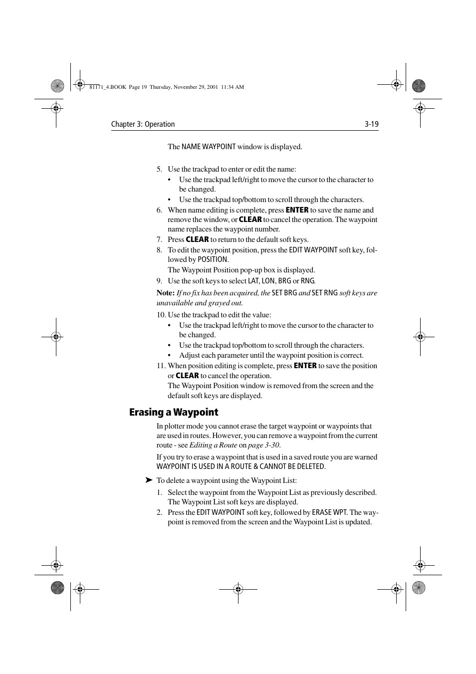 Erasing a waypoint, Erasing a waypoint -19 | Raymarine GPS Plotter User Manual | Page 48 / 131