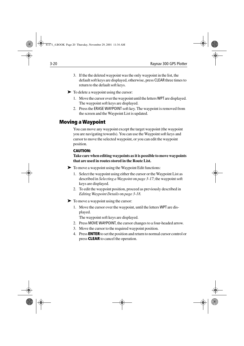 Moving a waypoint, Moving a waypoint -20 | Raymarine GPS Plotter User Manual | Page 49 / 131