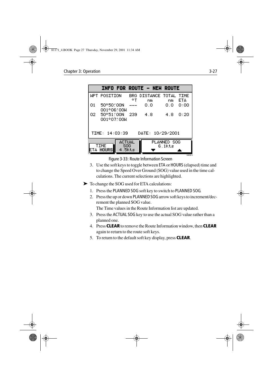 Figure 3-33: route information screen | Raymarine GPS Plotter User Manual | Page 56 / 131