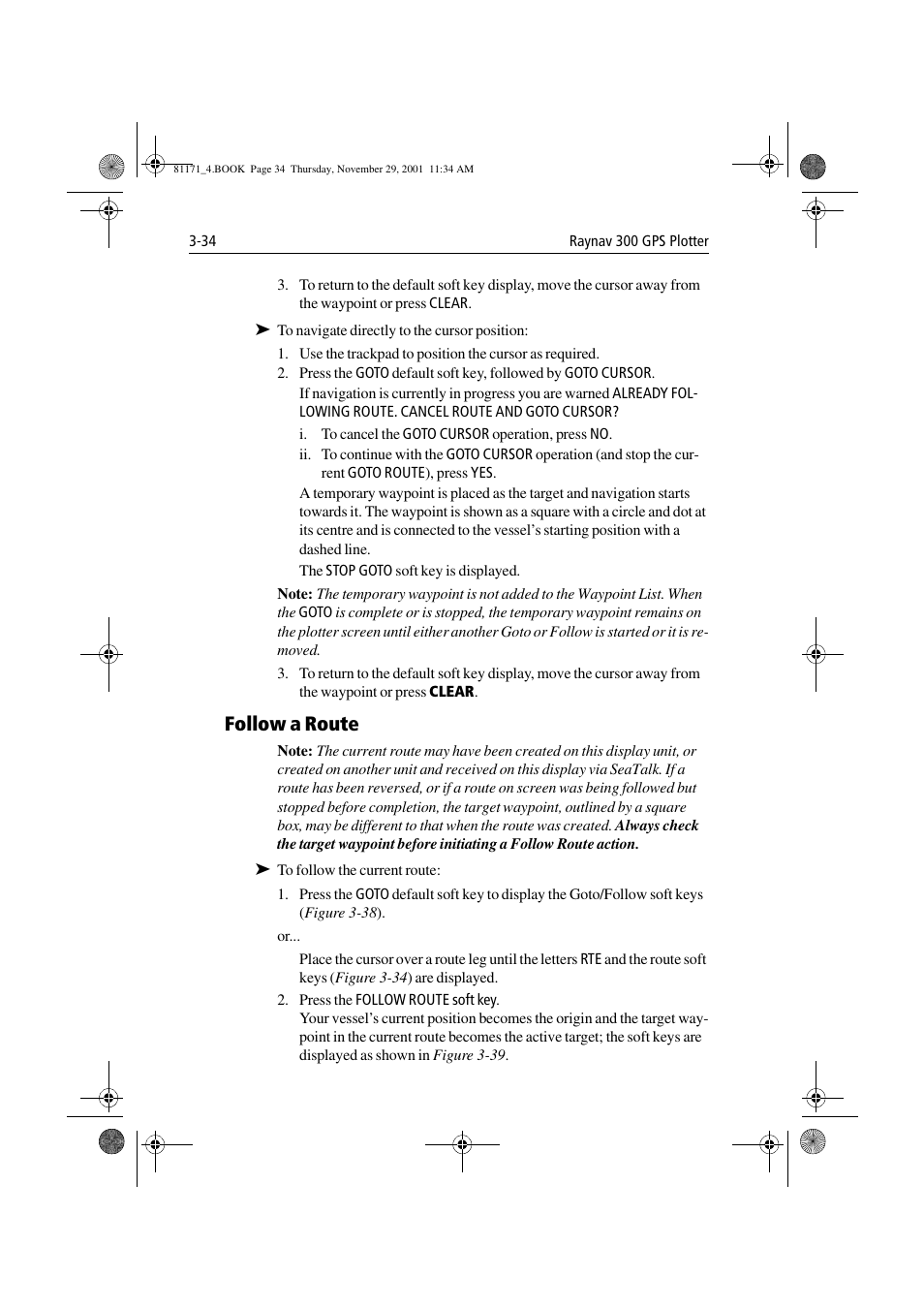 Follow a route, Follow a route -34 | Raymarine GPS Plotter User Manual | Page 63 / 131