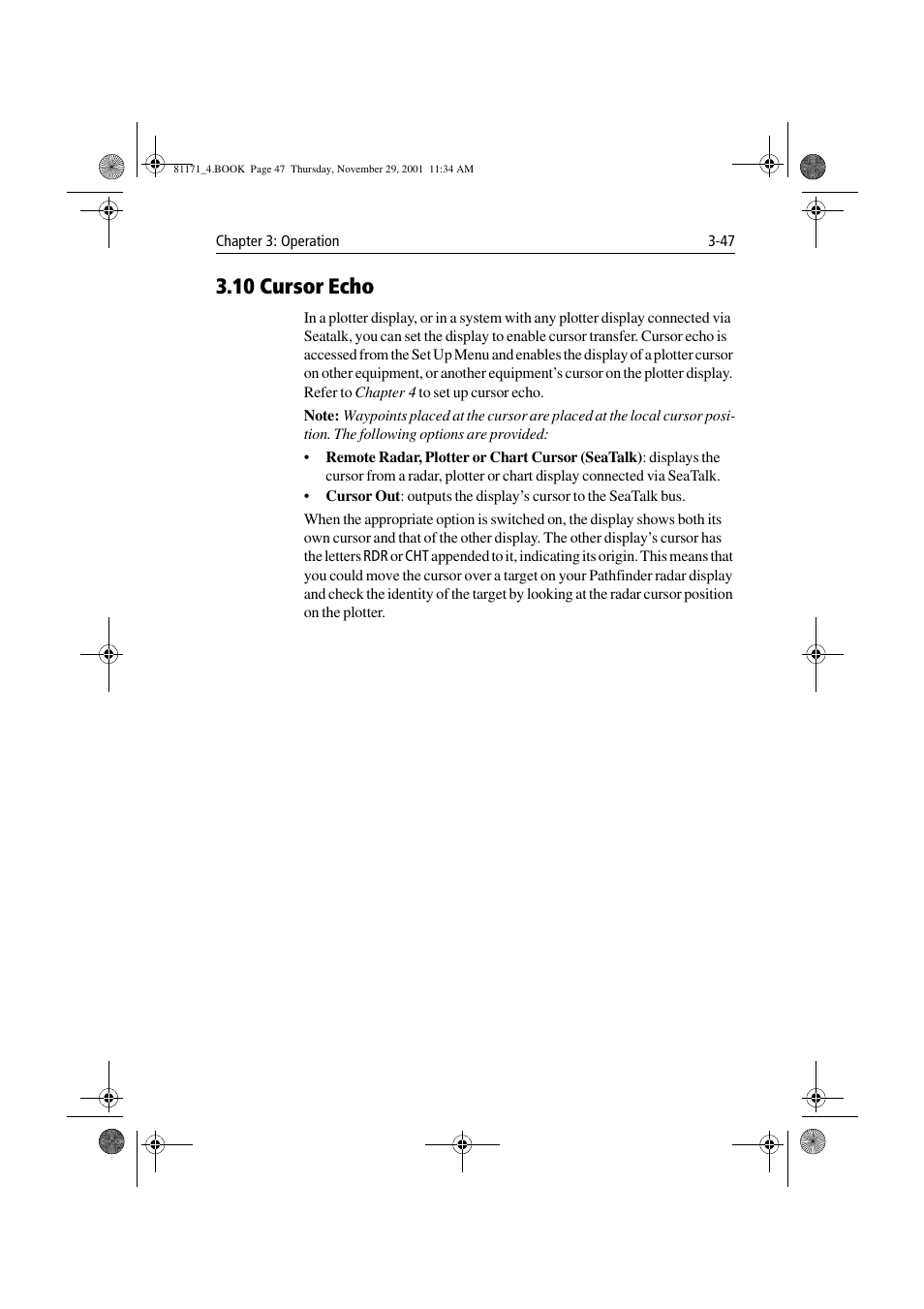 10 cursor echo, 10 cursor echo -47, 10 cursor echo | Raymarine GPS Plotter User Manual | Page 76 / 131