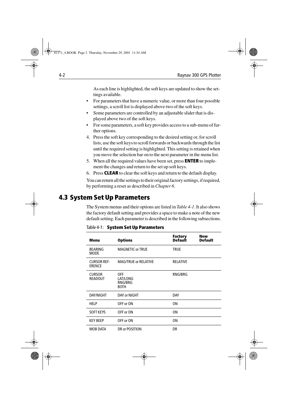 3 system set up parameters, 3 system set up parameters -2 | Raymarine GPS Plotter User Manual | Page 79 / 131