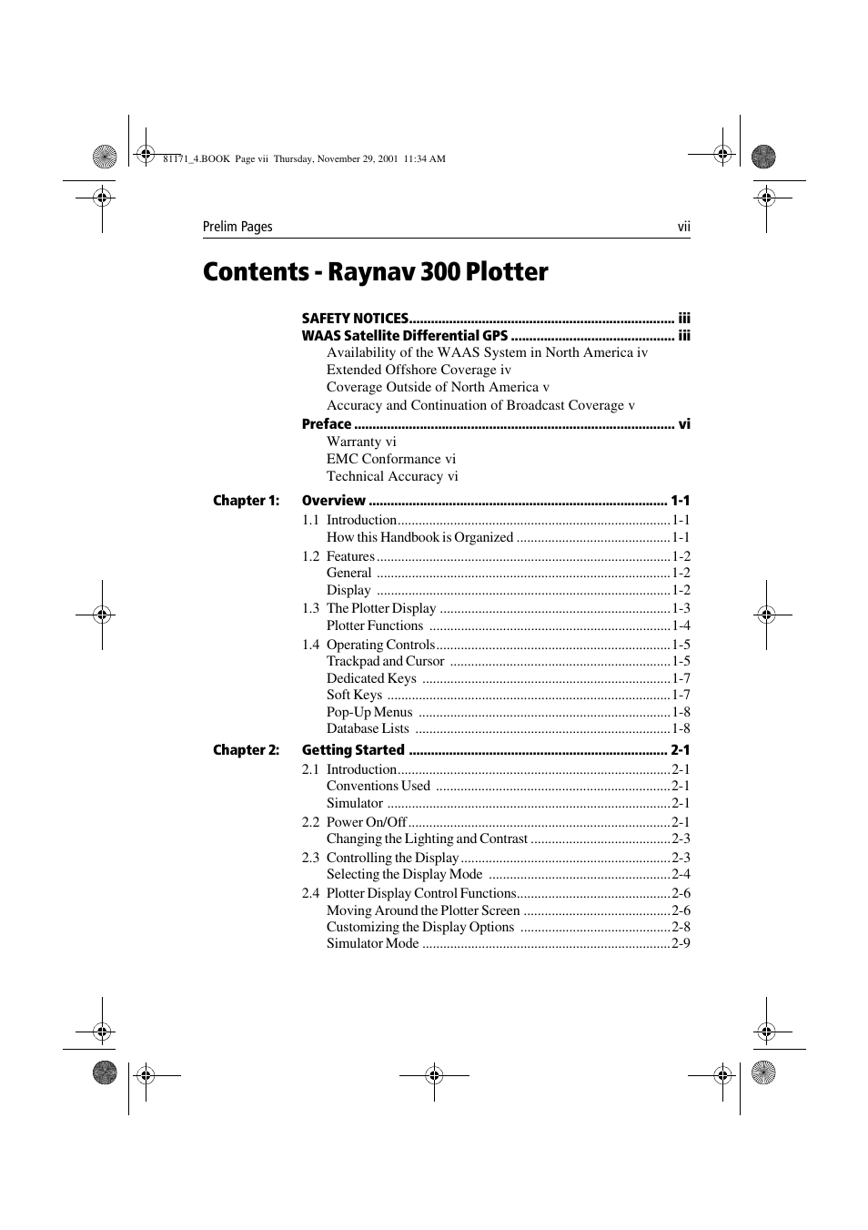 Contents - raynav 300 plotter | Raymarine GPS Plotter User Manual | Page 8 / 131