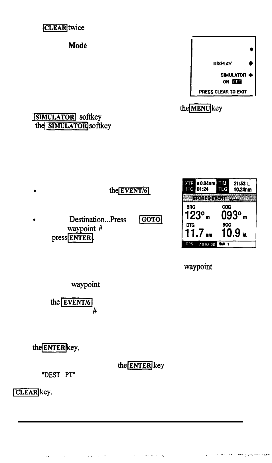 Display mode operations, Event....press key | Raymarine GPS navigation User Manual | Page 30 / 75