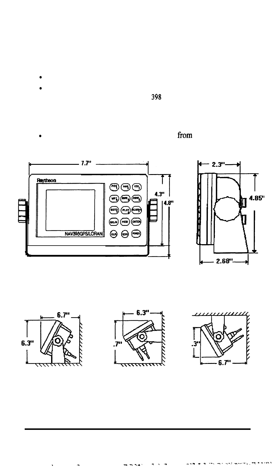 Installation 2-2, 6table top bulkhead overhead | Raymarine GPS navigation User Manual | Page 8 / 75