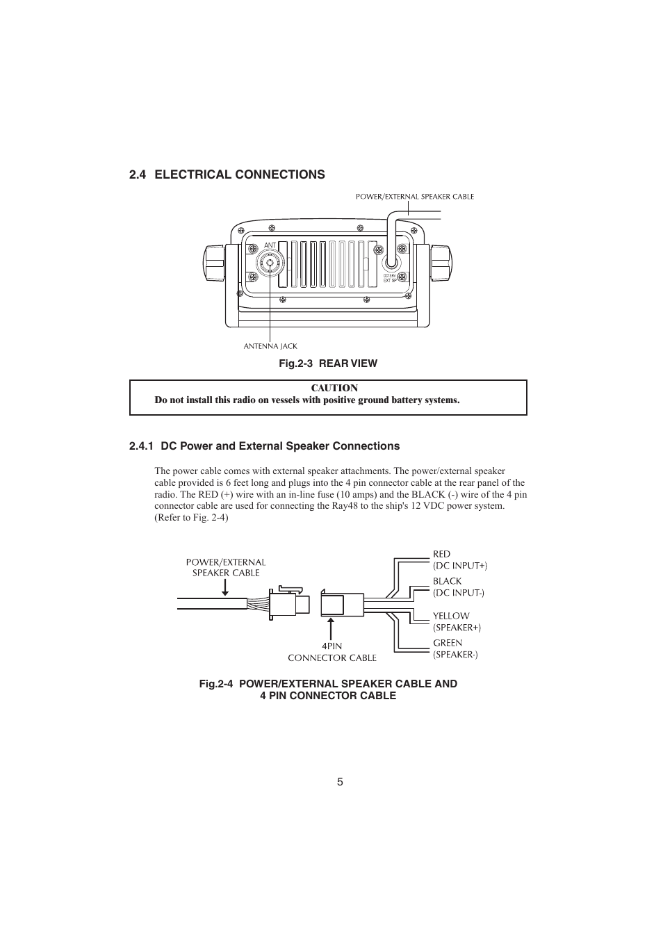4 electrical connections, 1 dc power connections | Raymarine Ray48 User Manual | Page 10 / 42