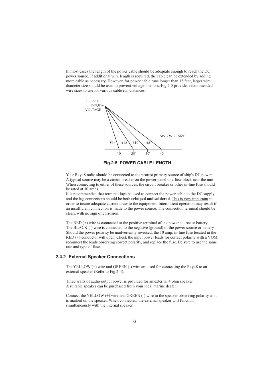 2 external speaker connections | Raymarine Ray48 User Manual | Page 11 / 42