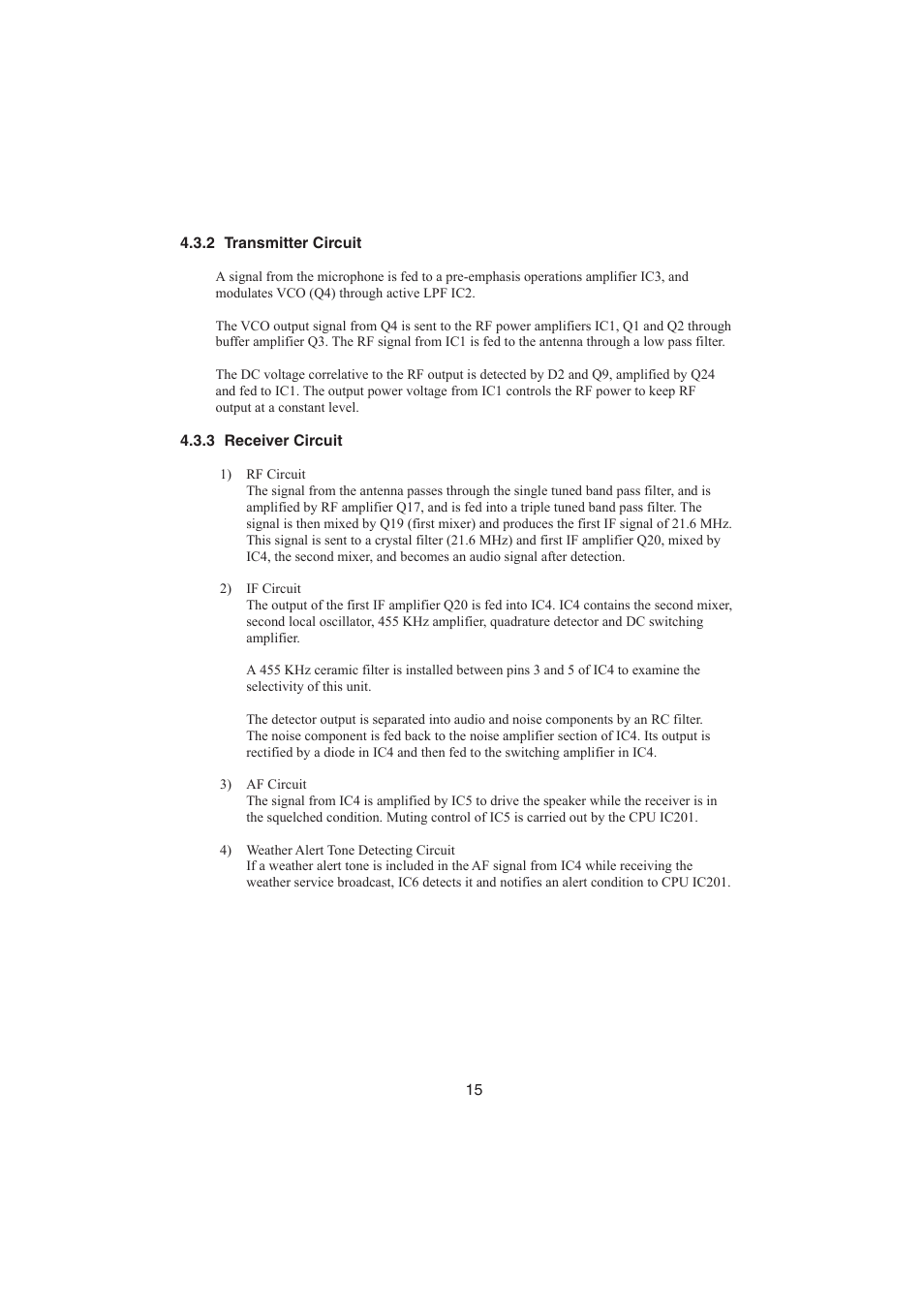 2 transmitter circuit, 3 receiver circuit | Raymarine Ray48 User Manual | Page 20 / 42
