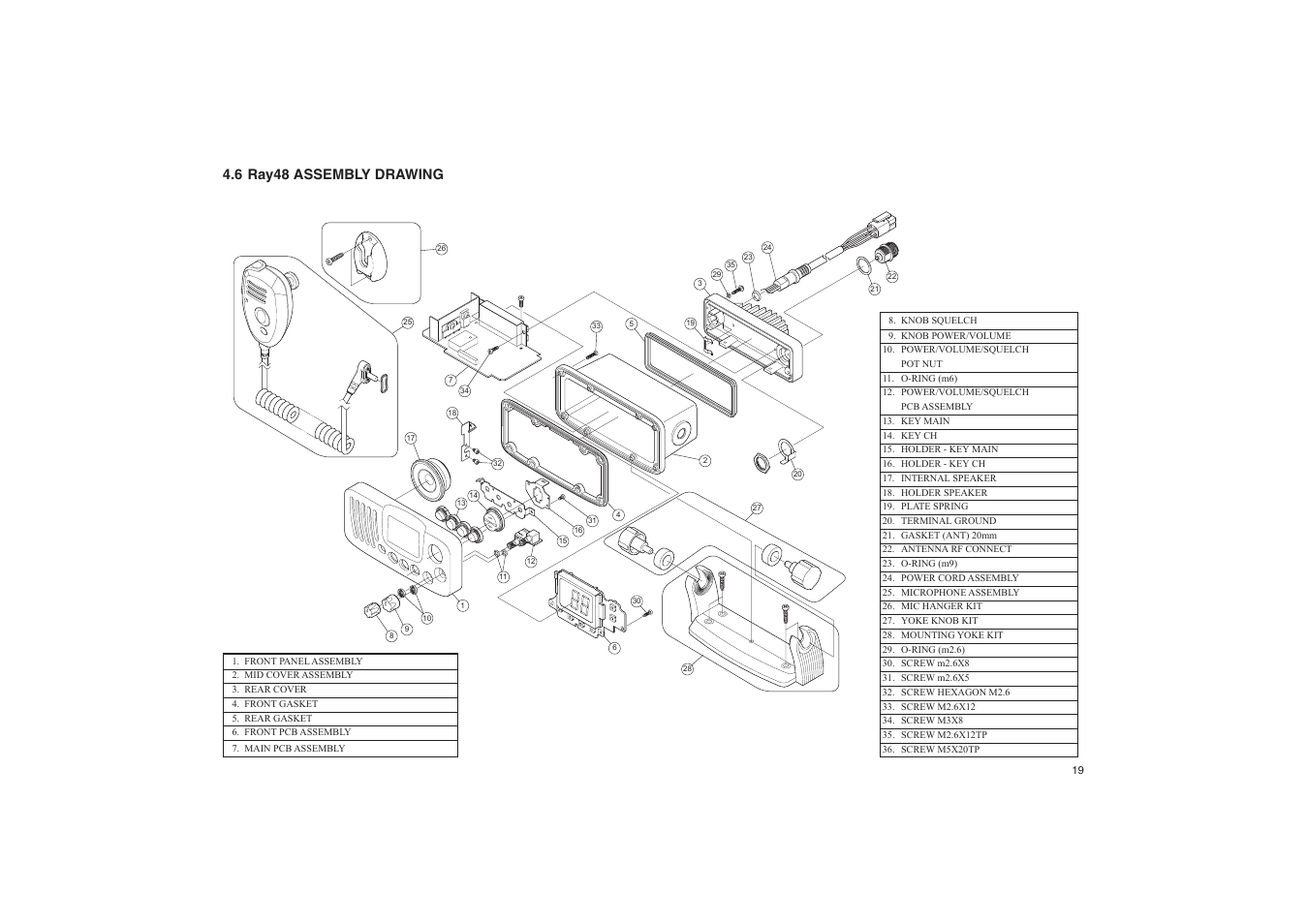 6 assembly drawing, 6 ray48 assembly drawing | Raymarine Ray48 User Manual | Page 25 / 42