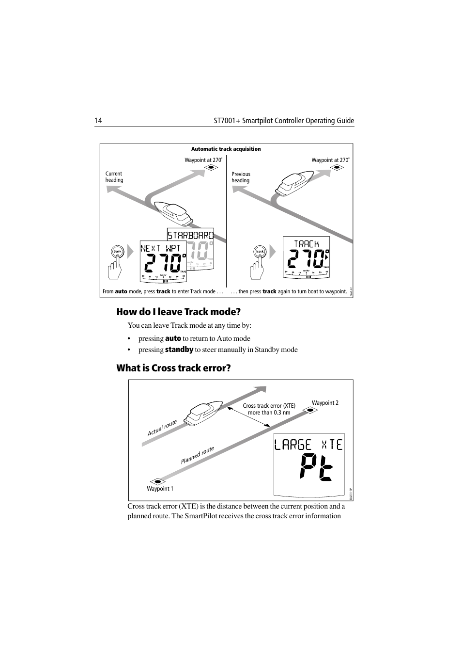 How do i leave track mode, What is cross track error | Raymarine ST7001 User Manual | Page 20 / 48