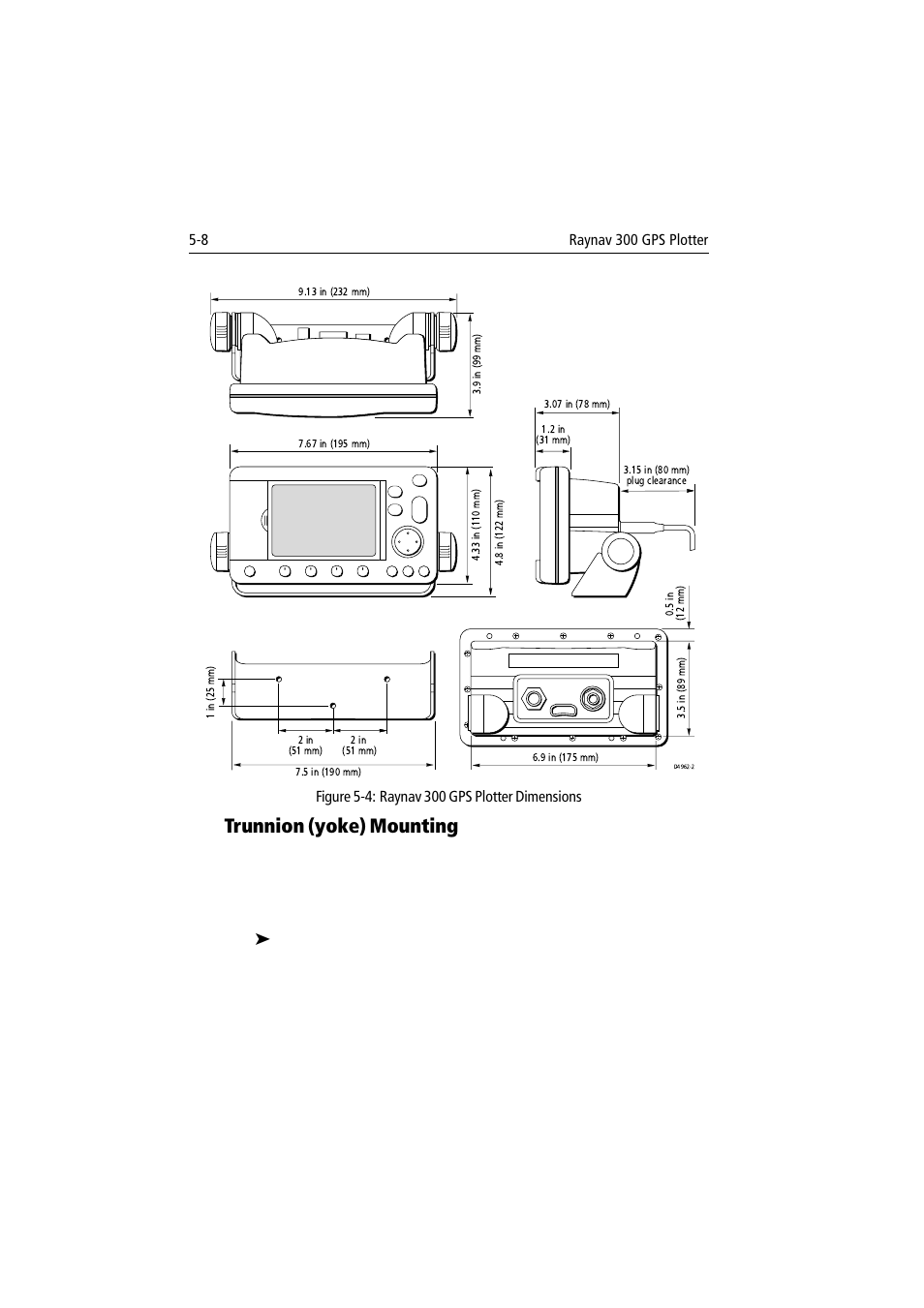 Trunnion (yoke) mounting | Raymarine 300 User Manual | Page 102 / 136
