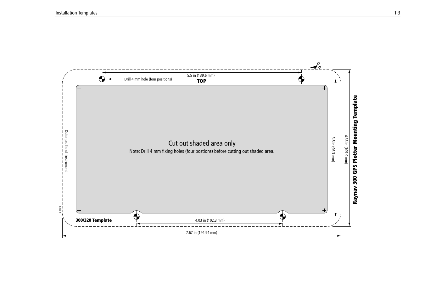 Cut out shaded area only | Raymarine 300 User Manual | Page 125 / 136