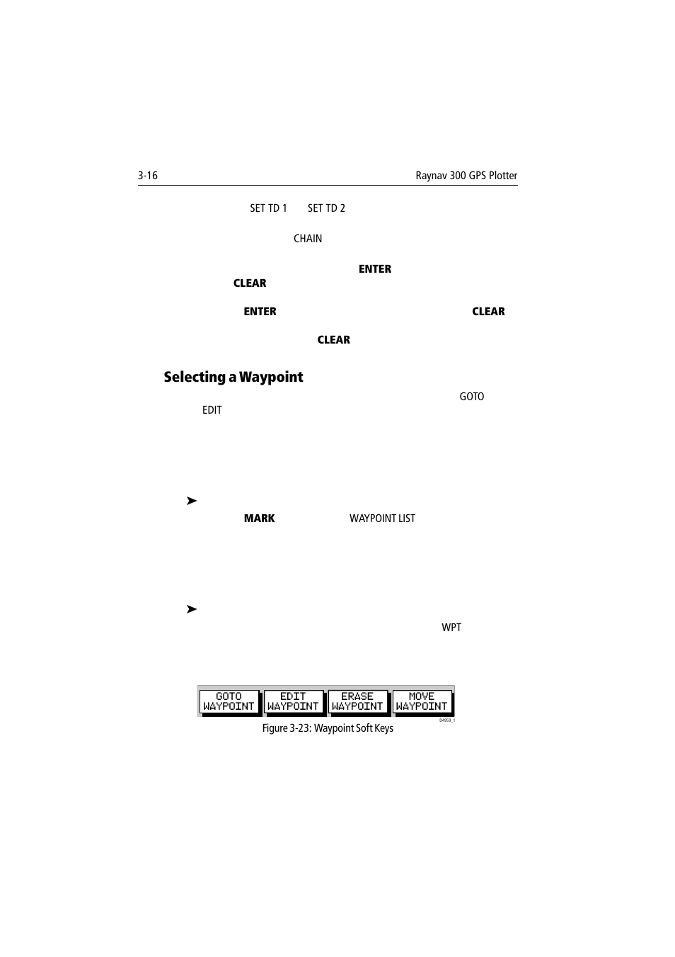 Selecting a waypoint | Raymarine 300 User Manual | Page 44 / 136
