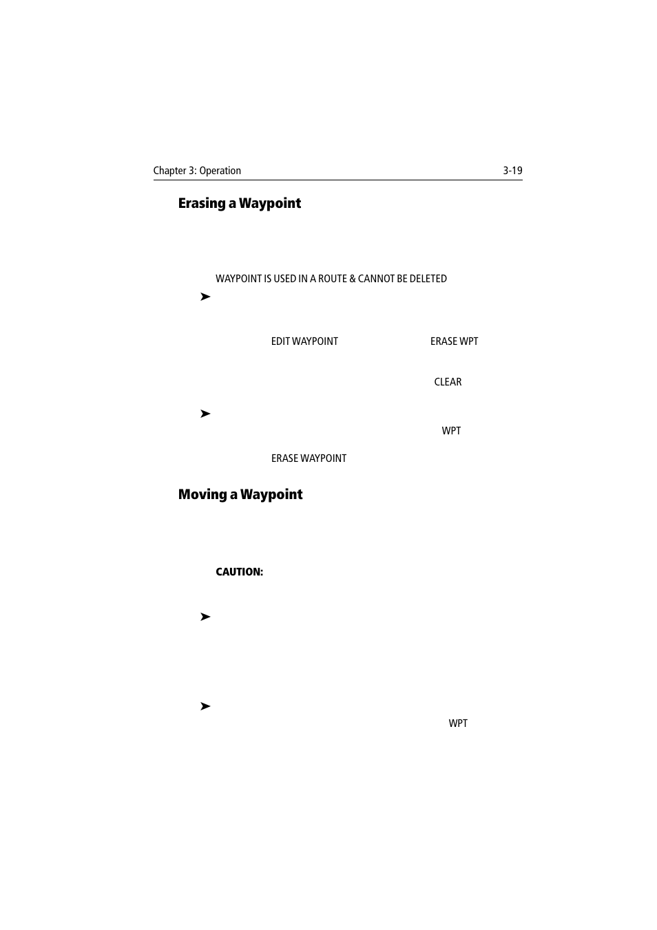 Erasing a waypoint, Moving a waypoint | Raymarine 300 User Manual | Page 47 / 136