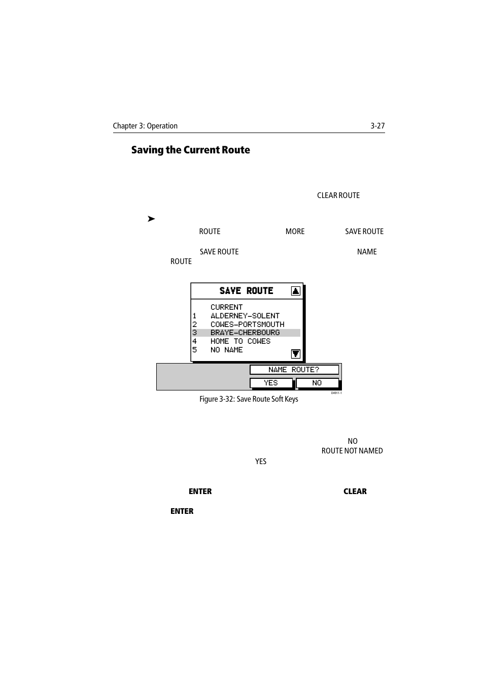 Saving the current route | Raymarine 300 User Manual | Page 55 / 136