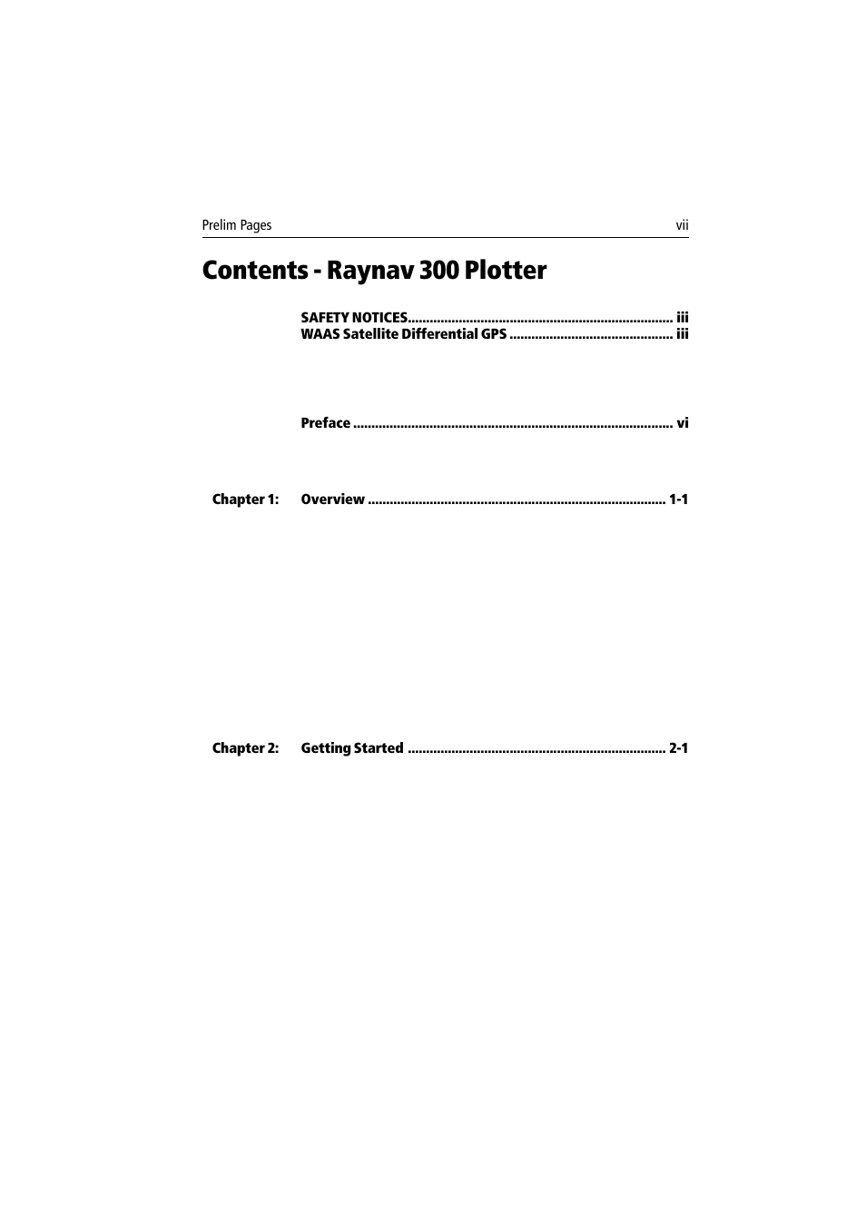 Contents - raynav 300 plotter | Raymarine 300 User Manual | Page 7 / 136