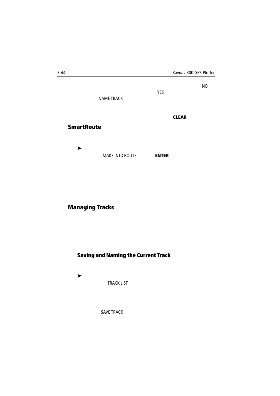 Smartroute, Managing tracks | Raymarine 300 User Manual | Page 72 / 136
