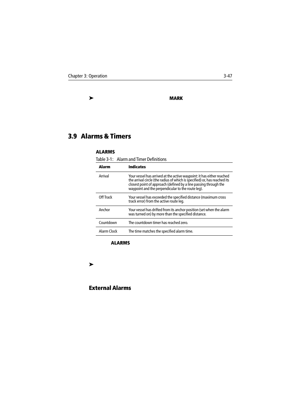9 alarms & timers, External alarms | Raymarine 300 User Manual | Page 75 / 136