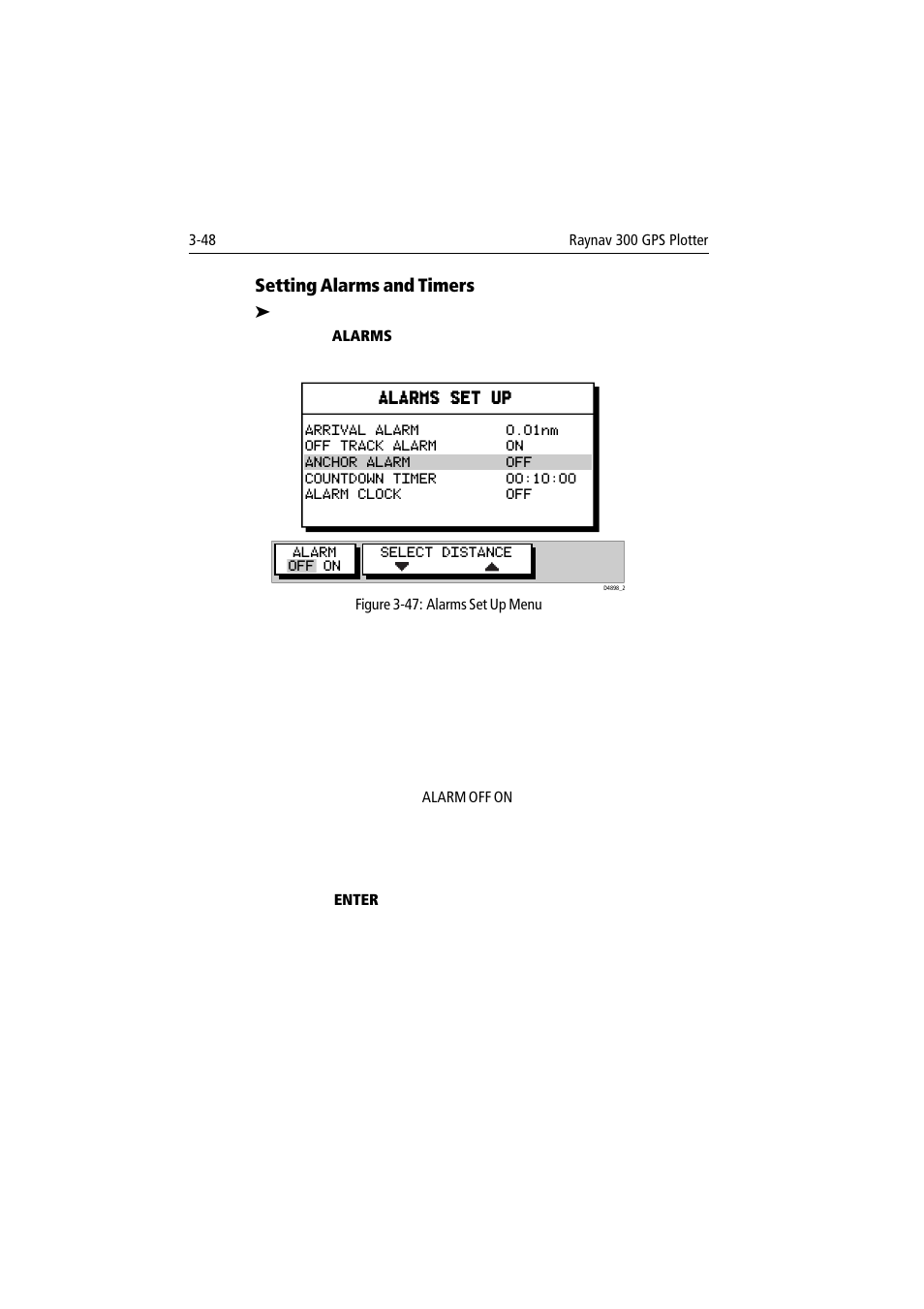 Setting alarms and timers | Raymarine 300 User Manual | Page 76 / 136