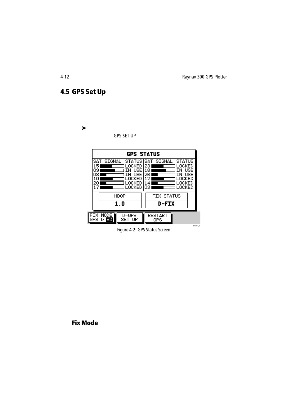 5 gps set up, Fix mode | Raymarine 300 User Manual | Page 90 / 136