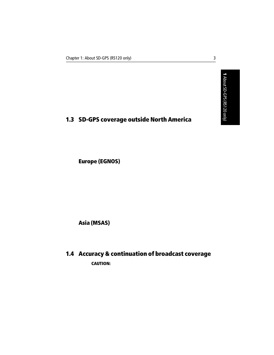 3 sd-gps coverage outside north america, Europe (egnos), Asia (msas) | 4 accuracy & continuation of broadcast coverage, Accuracy & continuation of broadcast coverage | Raymarine Raystar 120 User Manual | Page 9 / 30