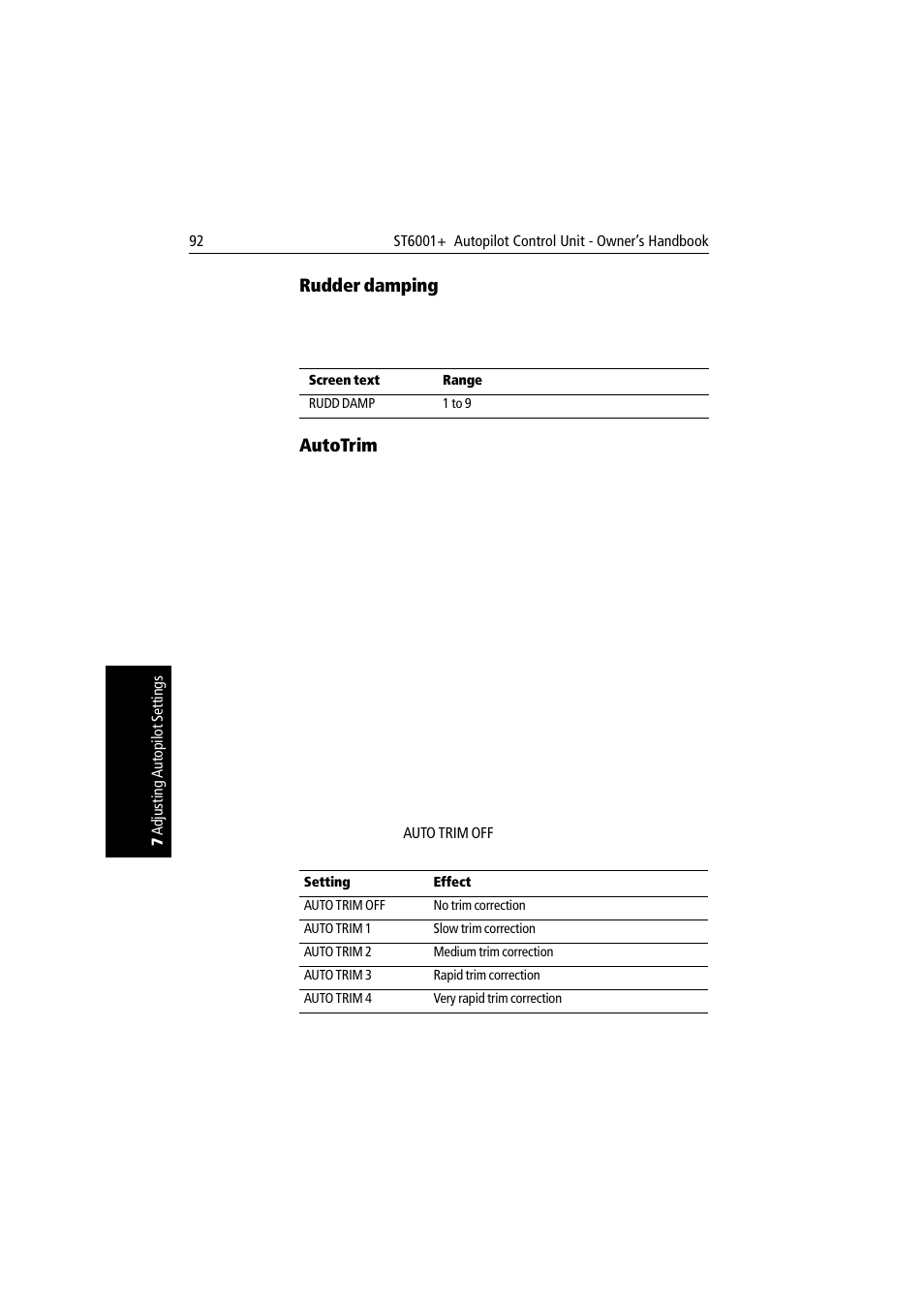 Rudder damping, Autotrim | Raymarine autopilot User Manual | Page 105 / 137