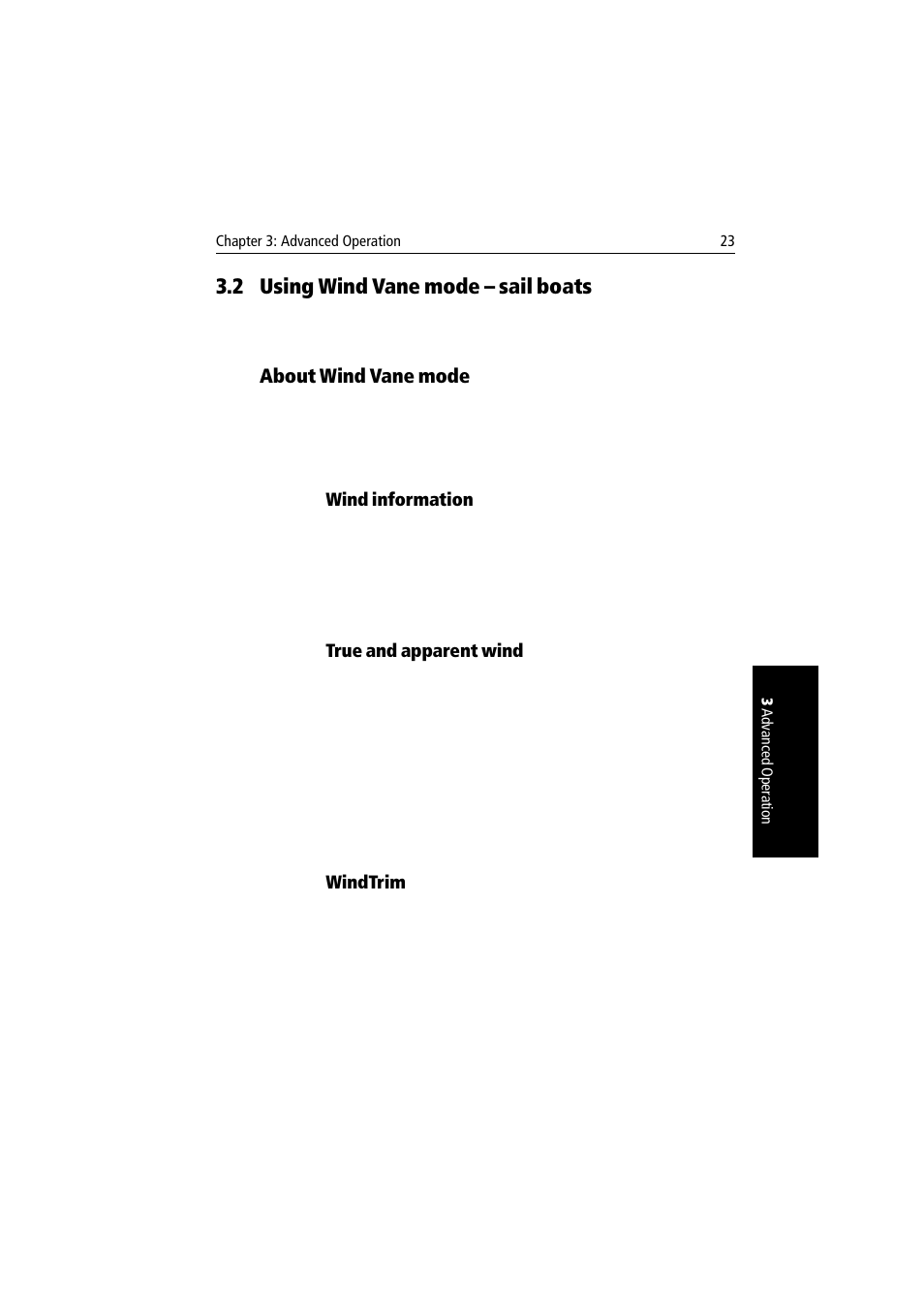 2 using wind vane mode – sail boats, About wind vane mode, Wind information | True and apparent wind, Windtrim, Using wind vane mode – sail boats | Raymarine autopilot User Manual | Page 36 / 137