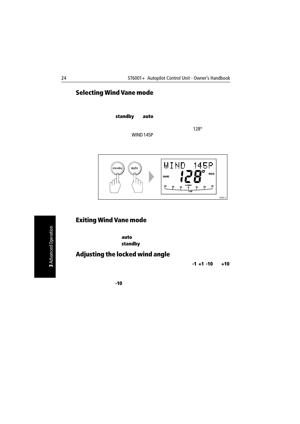 Selecting wind vane mode, Exiting wind vane mode, Adjusting the locked wind angle | Raymarine autopilot User Manual | Page 37 / 137