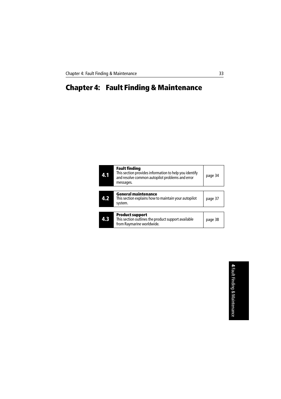 Chapter 4: fault finding & maintenance | Raymarine autopilot User Manual | Page 46 / 137