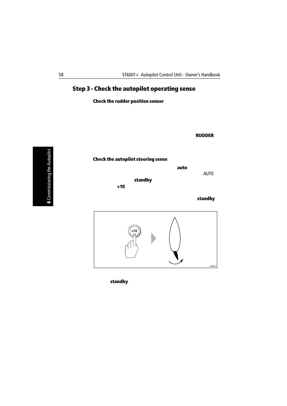 Step 3 - check the autopilot operating sense, Check the rudder position sensor, Check the autopilot steering sense | Raymarine autopilot User Manual | Page 71 / 137