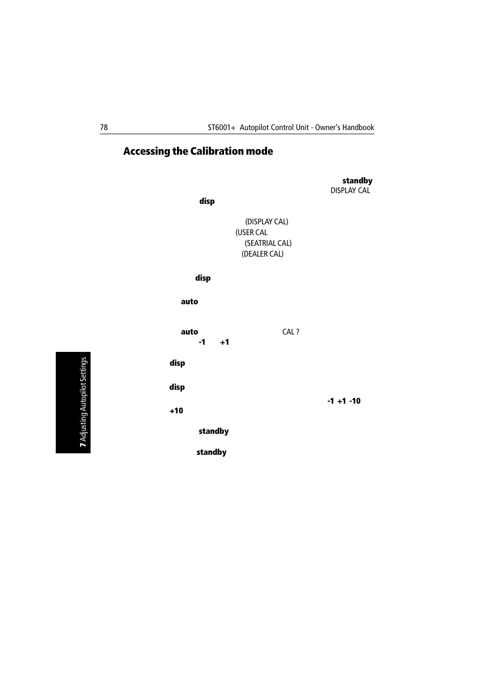 Accessing the calibration mode | Raymarine autopilot User Manual | Page 91 / 137