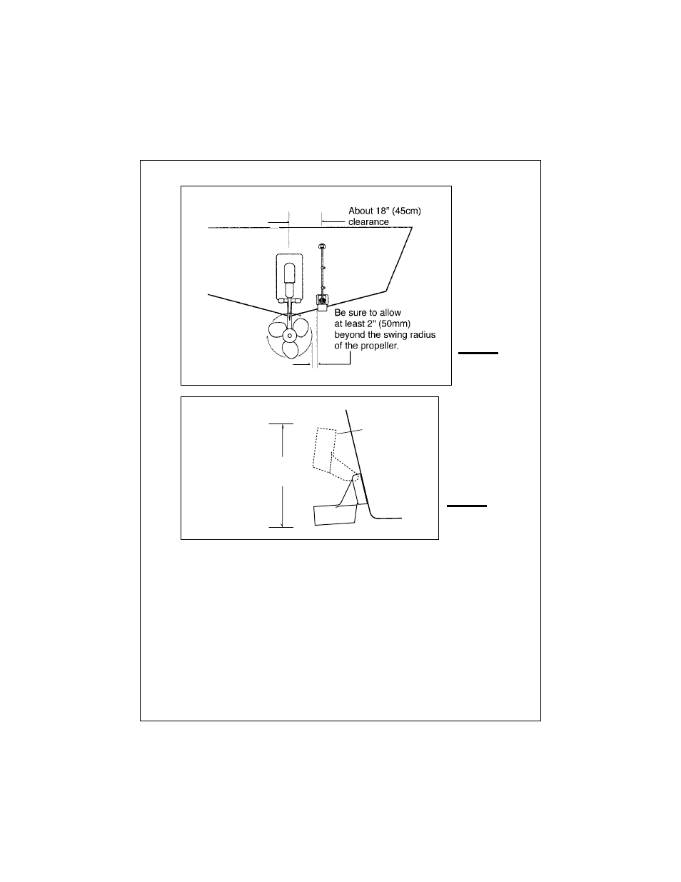 Positioning the transom-mount transducer | Raymarine FishFinder L265 User Manual | Page 12 / 79