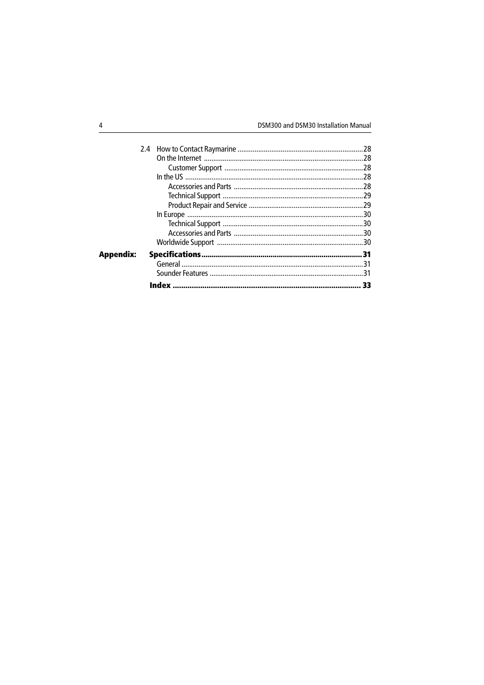 Raymarine DSM30 User Manual | Page 4 / 34