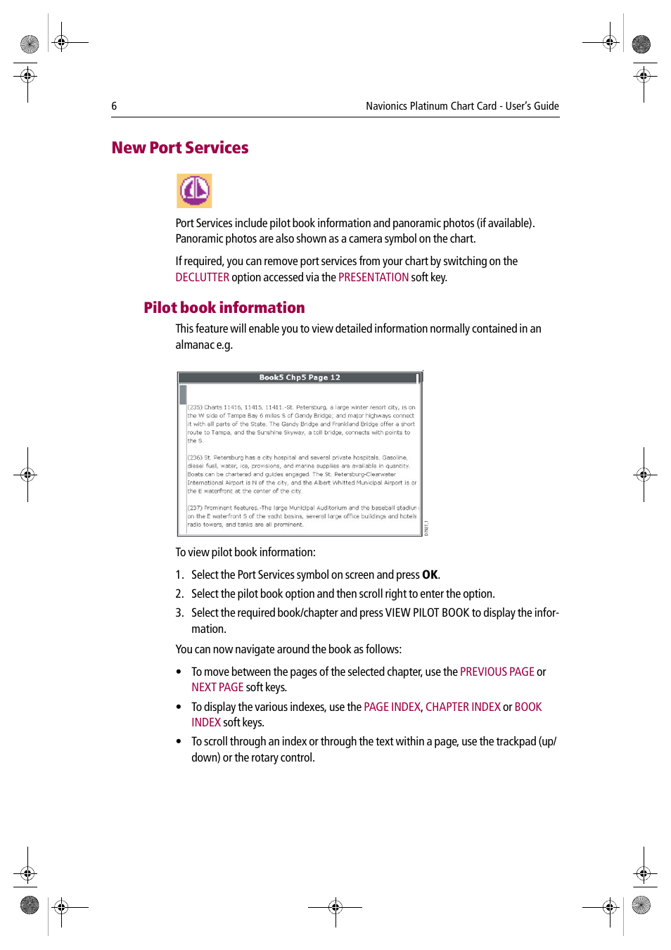 New port services, Pilot book information | Raymarine Platinum Chart Card User Manual | Page 10 / 29