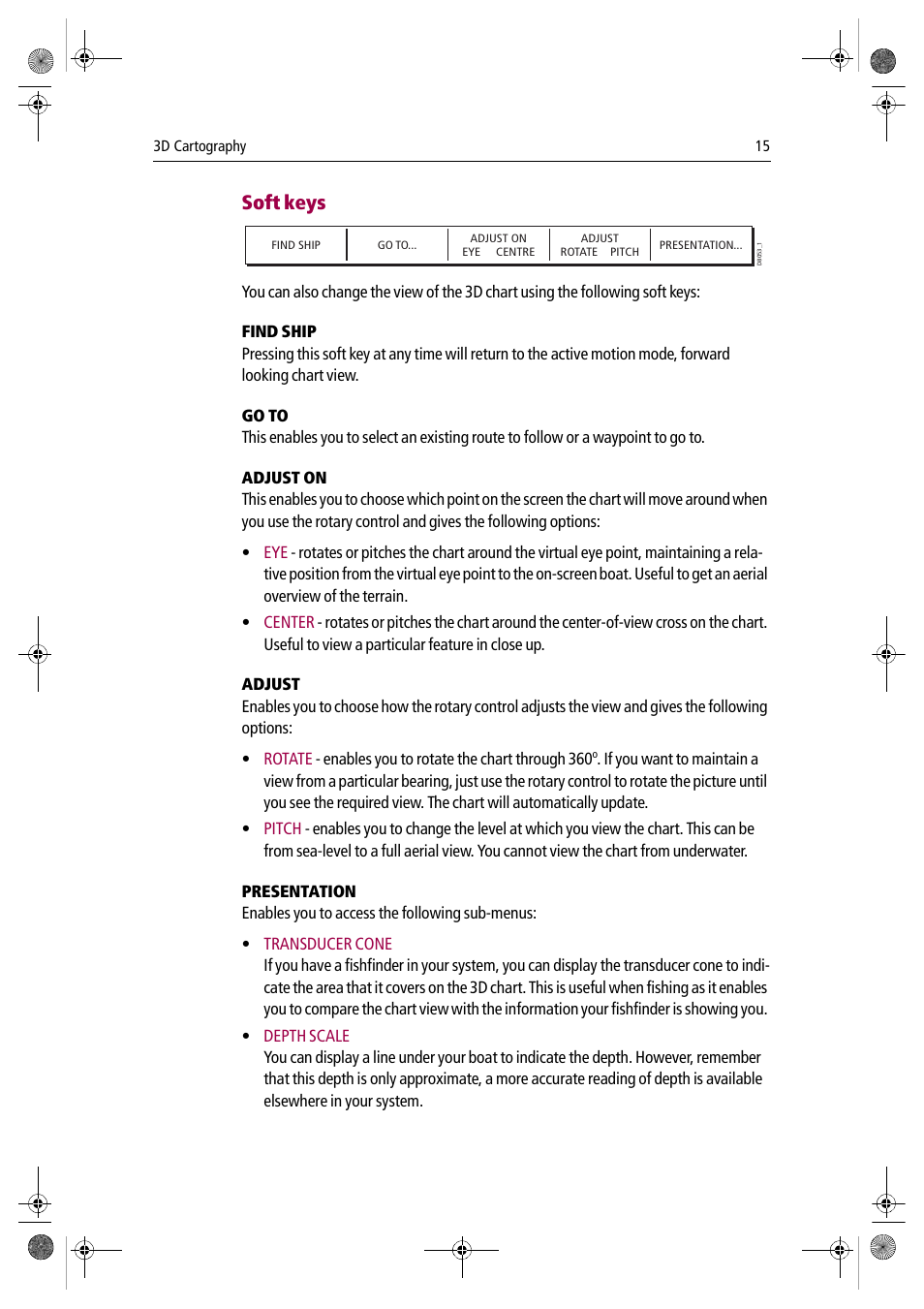 Soft keys | Raymarine Platinum Chart Card User Manual | Page 19 / 29