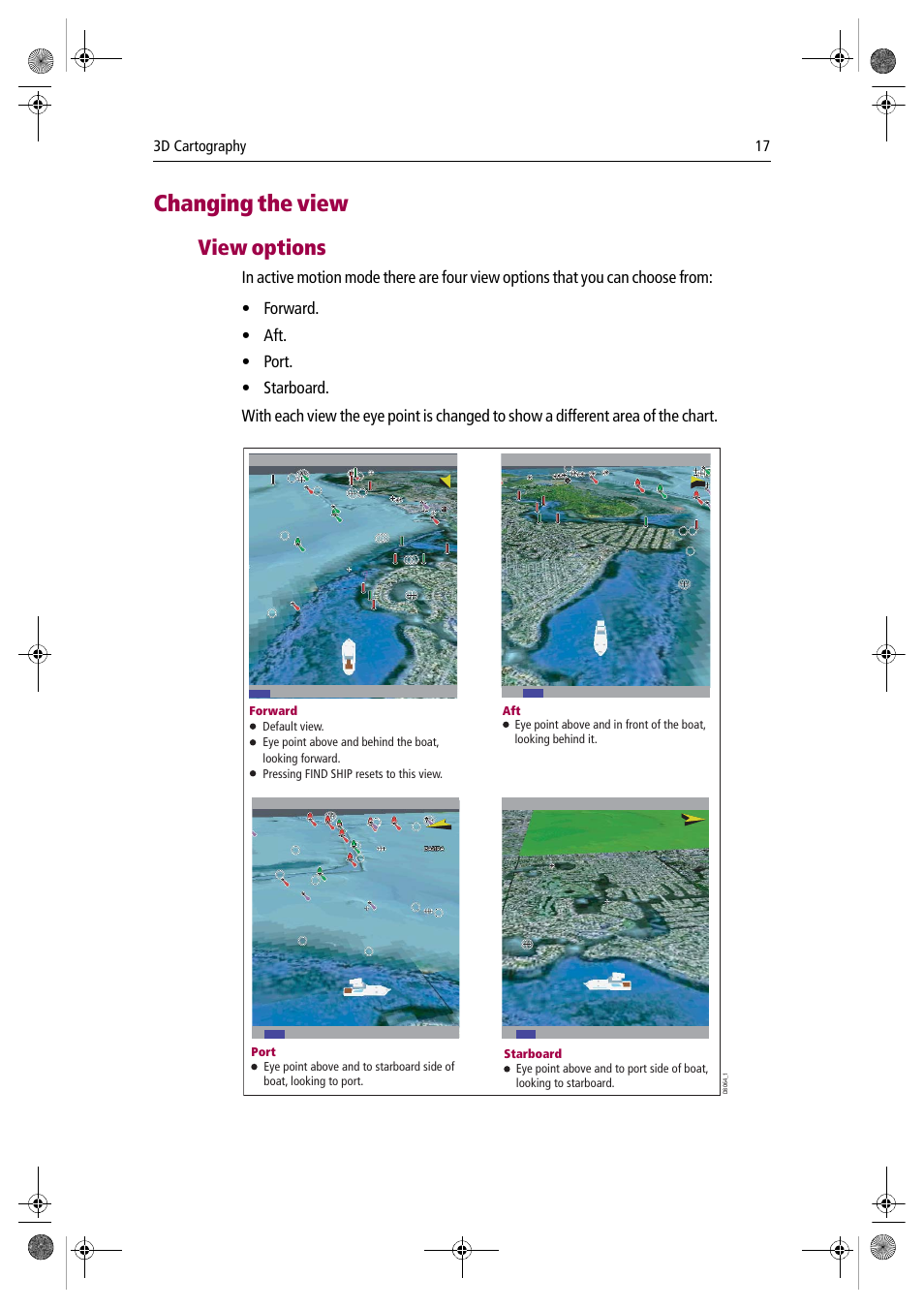 Changing the view, View options, 3d cartography 17 | Raymarine Platinum Chart Card User Manual | Page 21 / 29
