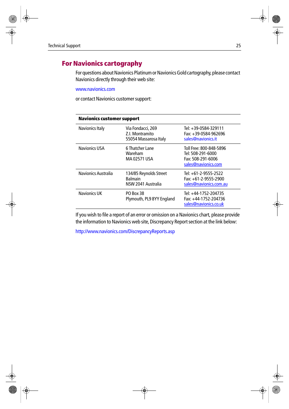 For navionics cartography | Raymarine Platinum Chart Card User Manual | Page 29 / 29